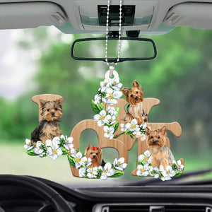 Yorkshire Terrier / Yorkie Love Flowers Dog Lover Car Hanging Ornament