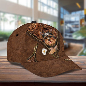 Yorkshire Terrier Holding Daisy Unisex Cap