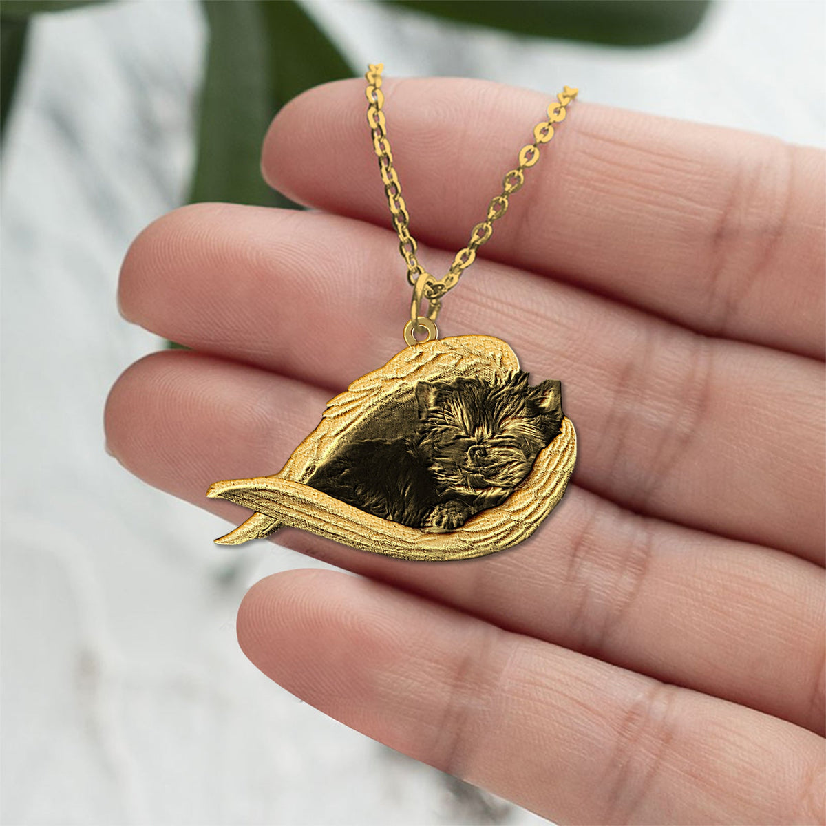 Yorkshire terrier Sleeping Angel Necklace