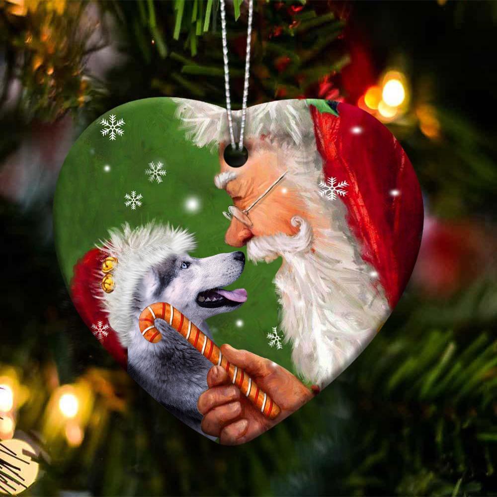 Husky happy heart gift for dog lover ornament