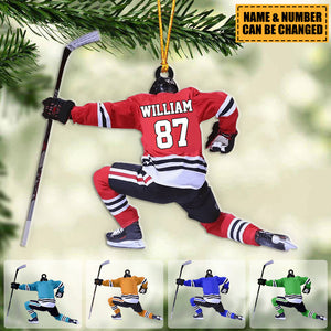 Personalized hockey ornament for hockey players