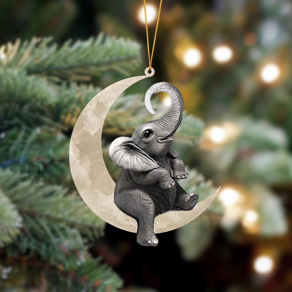 Elephant Sits On The Moon Hanging Ornament