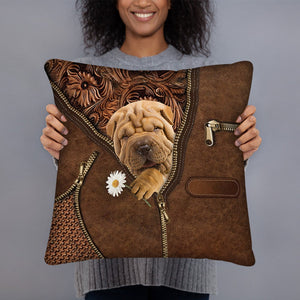 Shar Pei Holding Daisy Pillow Case