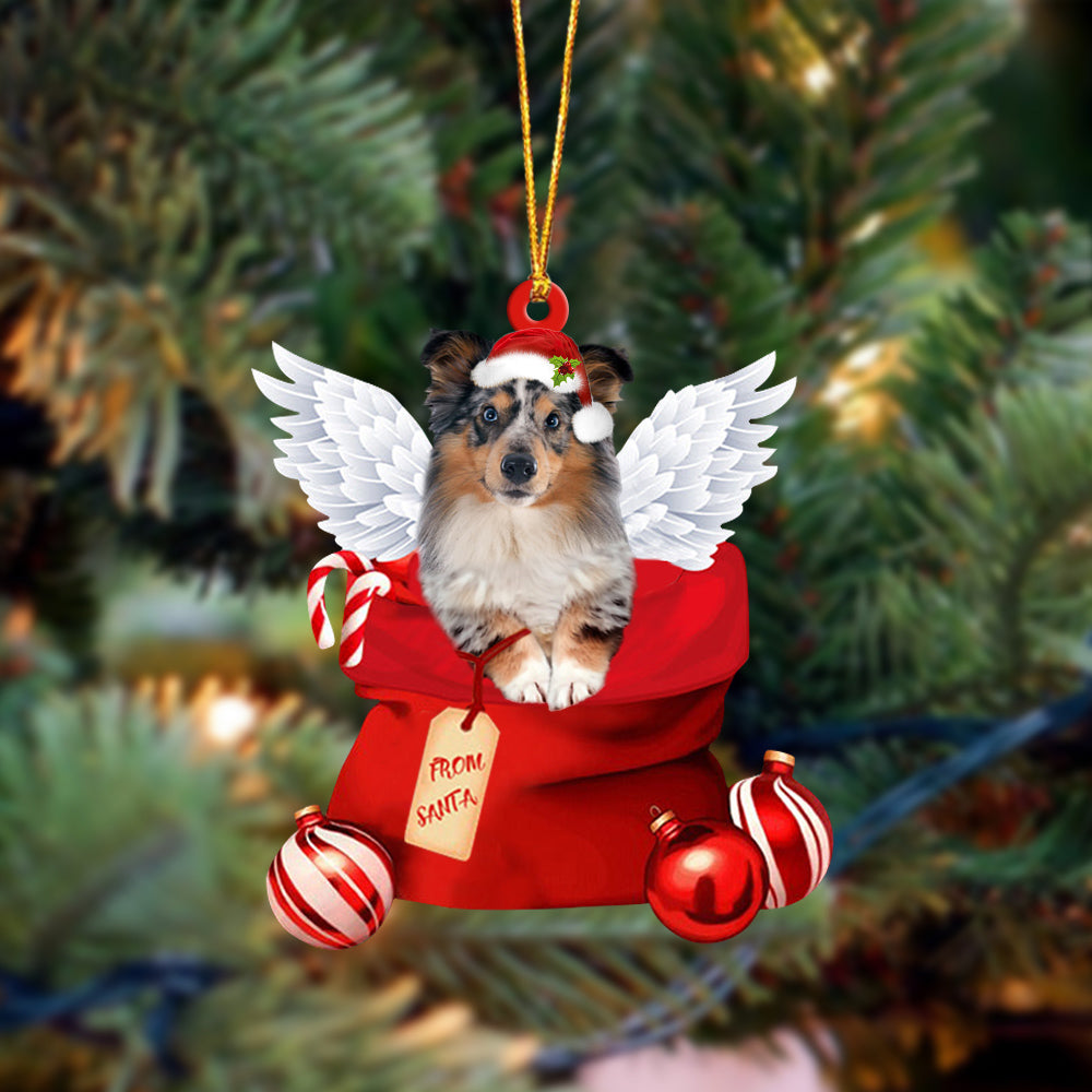 Shetland Sheepdog Angel Gift From Santa Christmas Ornament