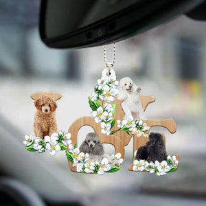 poodle Love Flowers Dog Lover Car Hanging Ornament