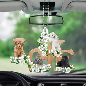 poodle Love Flowers Dog Lover Car Hanging Ornament